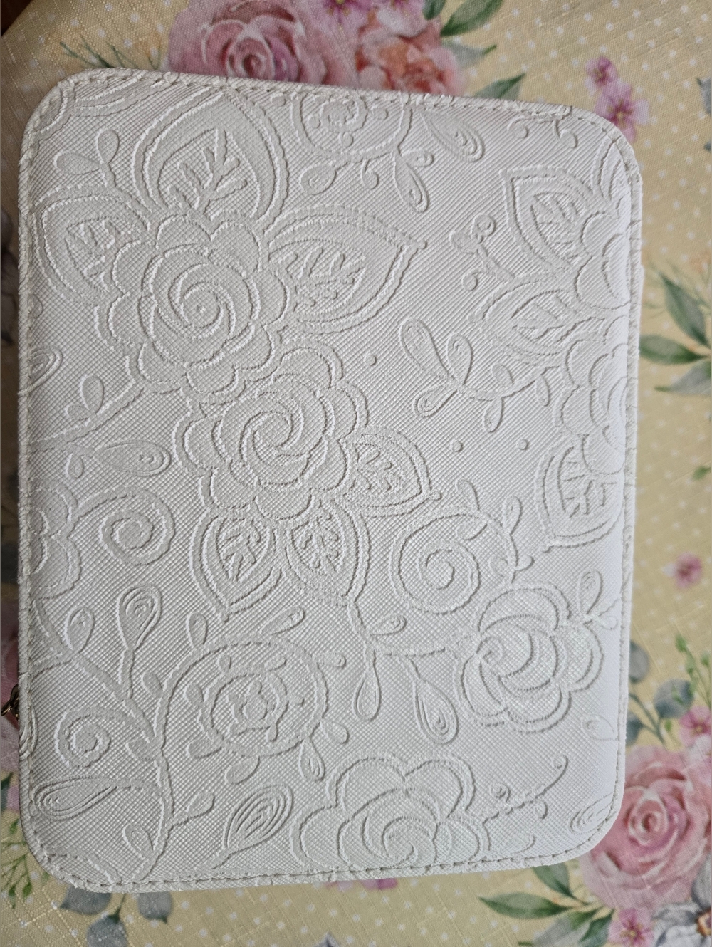 Pandora Ivory Leather Zip Pouch with Gold Hardware